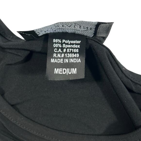 NWT Crystalline Tango Mango Black Rhinestone Cuff Top M Studded Swarovski Sheer - Picture 5 of 9